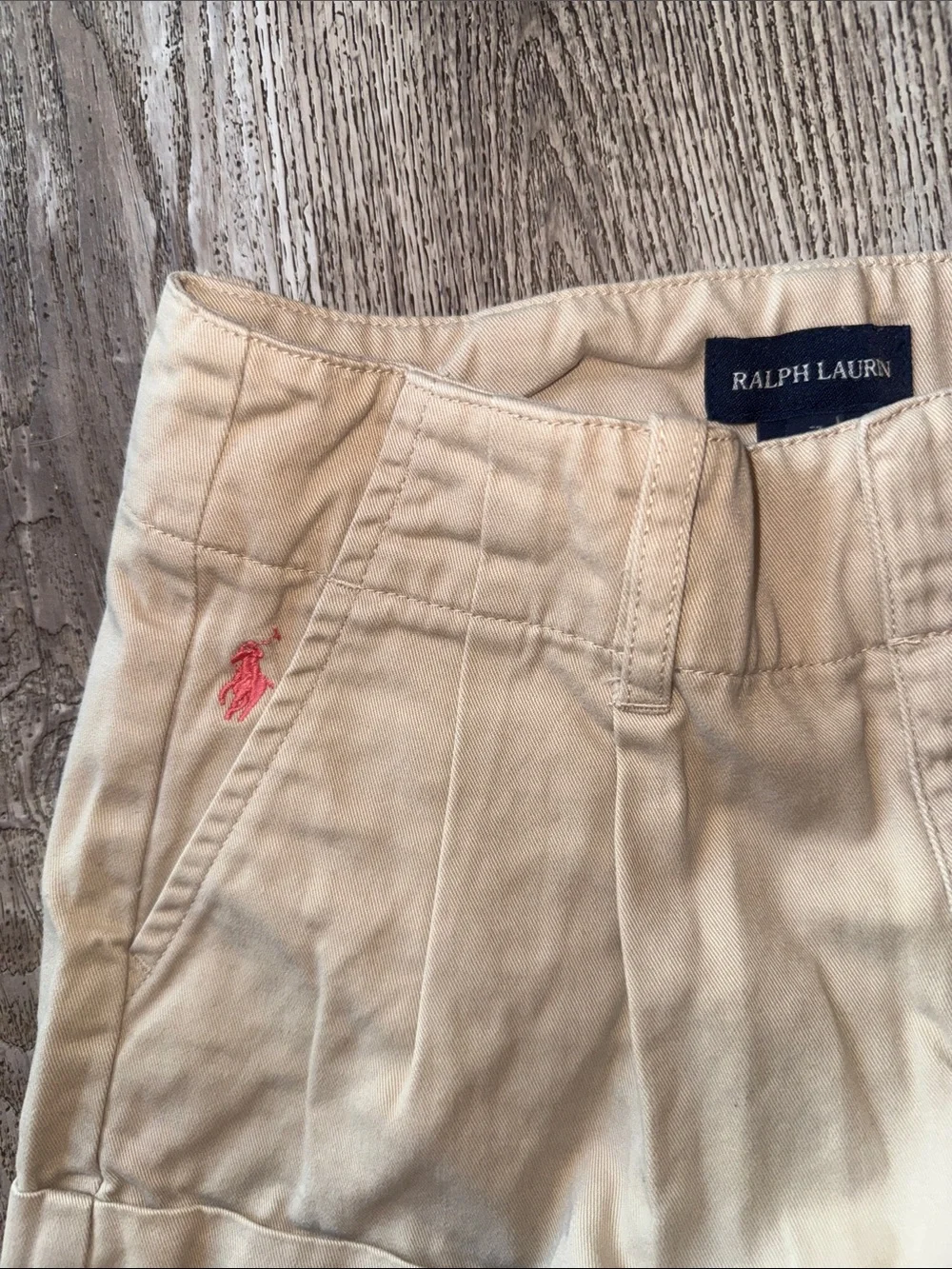 Ralph Lauren Khaki High-Waist Cuffed Women's Shorts